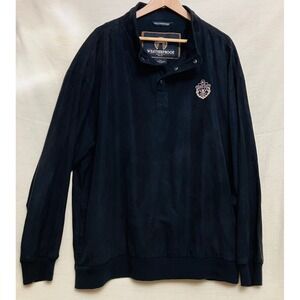 Weatherproof Pullover Jacket Mens XXL Black Excellent Micro-Suede Long Bay Club